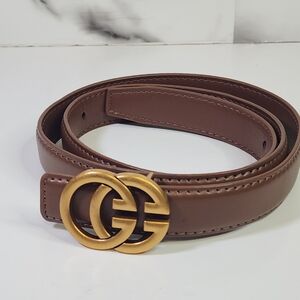 Womens Belt Brown with Gold Buckle